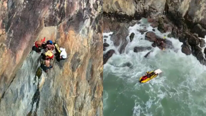 Vídeo_ criança é arrastada por correnteza e resgatada por salva vidas em SP