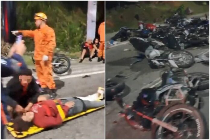 Vídeo_ grave acidente deixa 8 motociclistas feridos em “rolezinho”