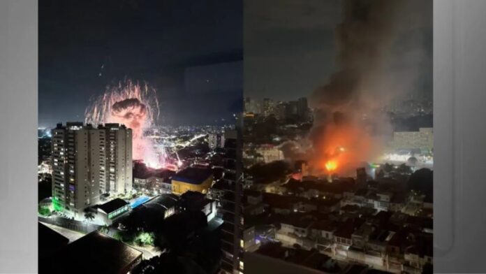 Galpão com fogos de artifício explode e causa incêndio em SP