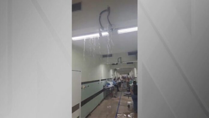 Vídeo_ fortes chuvas causam vazamentos em hospital de Belo Horizonte (MG)