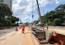 Prefeitura avança para etapa de instalação de vigas metálicas na ponte da avenida do Turismo