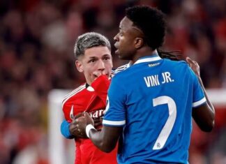 Uefa suspende Prestianni após suposto caso de racismo contra Vini Jr.