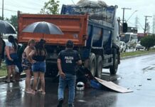 Motociclista morre após colidir com caminhão durante serviço de limpeza no Distrito Industrial de Manaus