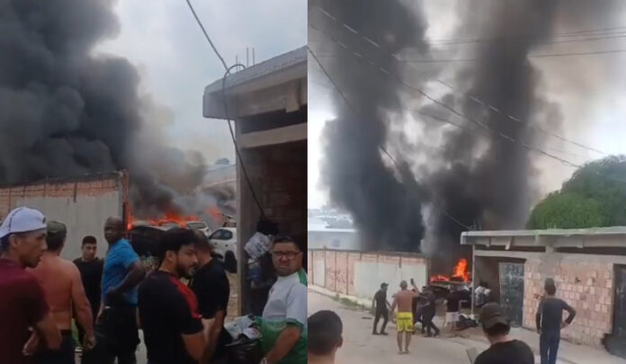 Incêndio assusta moradores e atinge depósito de carros no Novo Aleixo, em Manaus